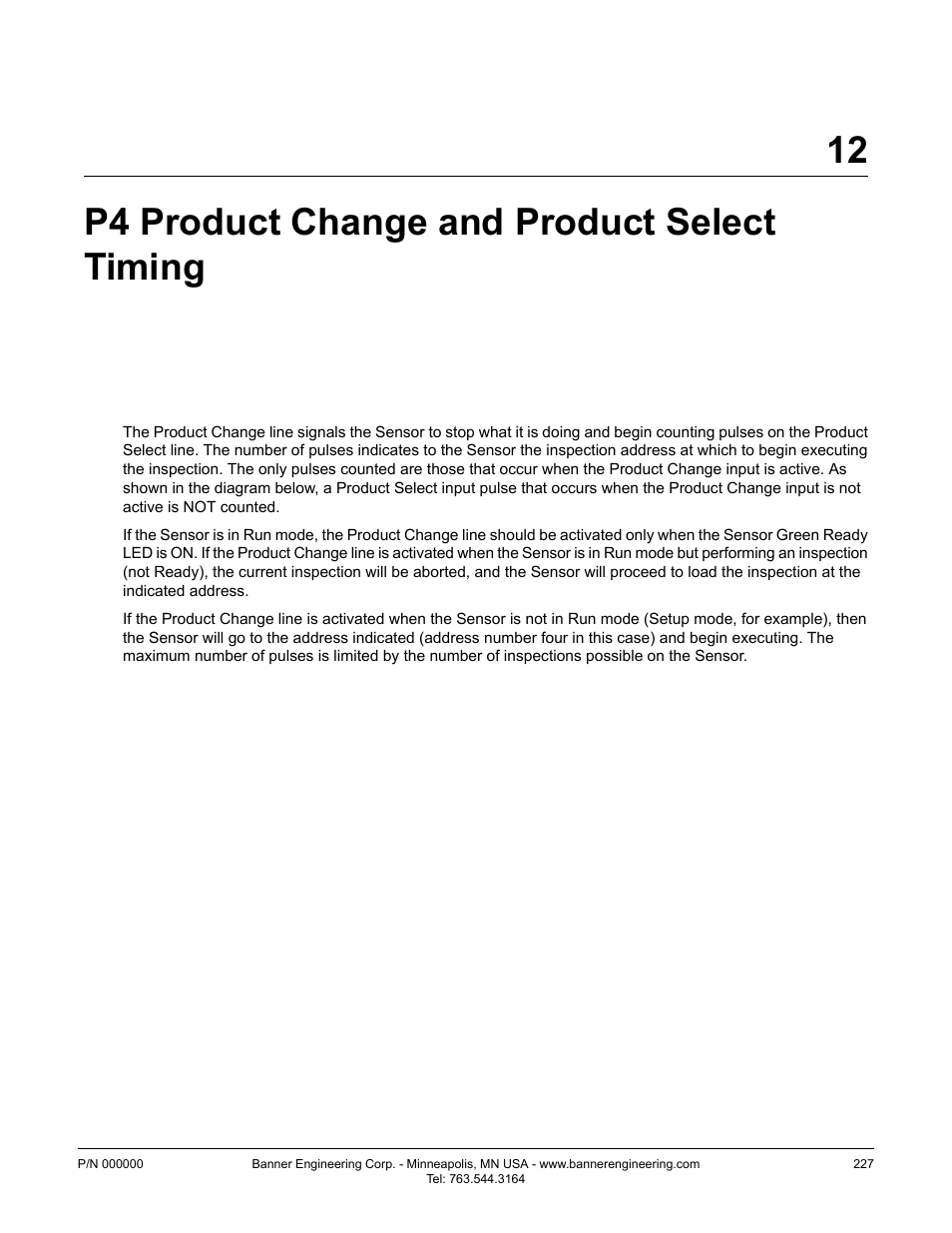 P4 product change and product select timing, 1 one pulse set overview, 12 p4 product change and product select timing | Banner PresencePLUS P4 EDGE 1.3 Series User Manual | Page 227 / 258