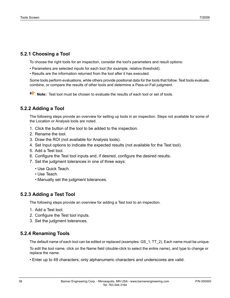 2 typical build/modify procedure, 1 choosing a tool, 2 adding a tool | 3 adding a test tool, 4 renaming tools | Banner PresencePLUS P4 EDGE 1.3 Series User Manual | Page 38 / 258