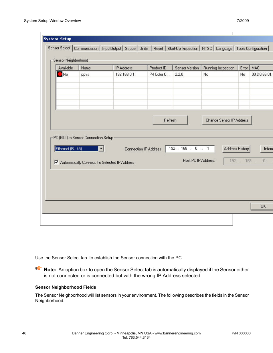 1 sensor select tab, Sensor select tab6.1 sensor select tab | Banner PresencePLUS P4 EDGE 1.3 Series User Manual | Page 46 / 258