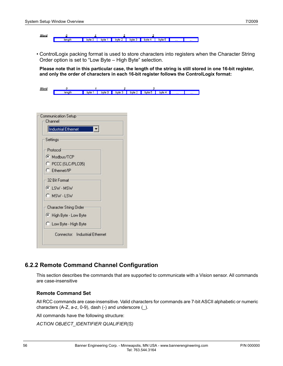 2 remote command channel configuration, Remote command set | Banner PresencePLUS P4 EDGE 1.3 Series User Manual | Page 56 / 258