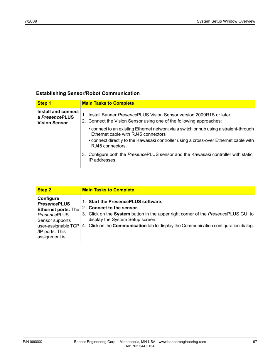 Establishing sensor/robot communication, Establishing sensor/robot communication 6.2.3.3 | Banner PresencePLUS P4 EDGE 1.3 Series User Manual | Page 67 / 258