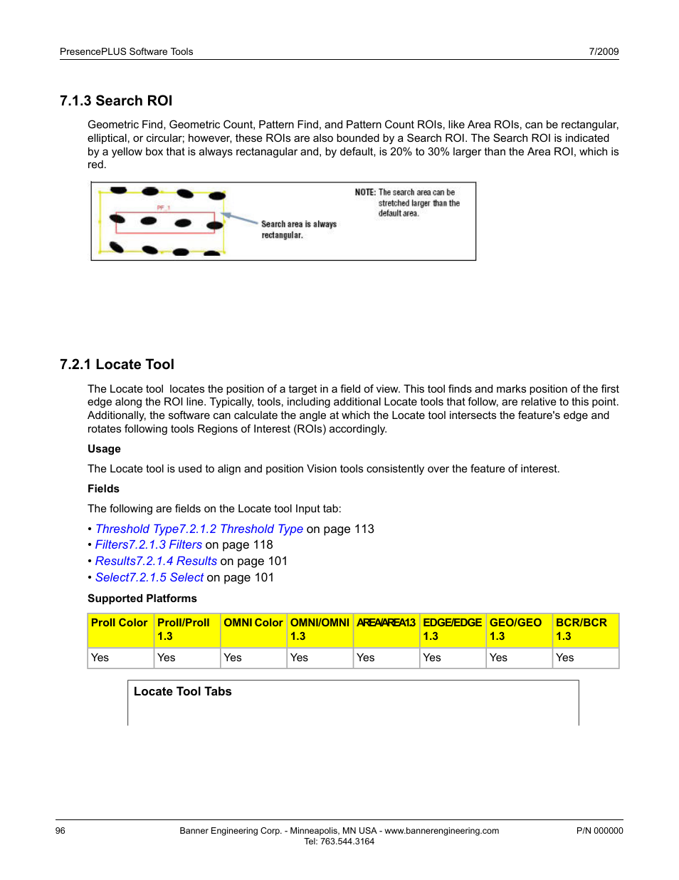 3 search roi, 2 location tools, 1 locate tool | Banner PresencePLUS P4 EDGE 1.3 Series User Manual | Page 96 / 258