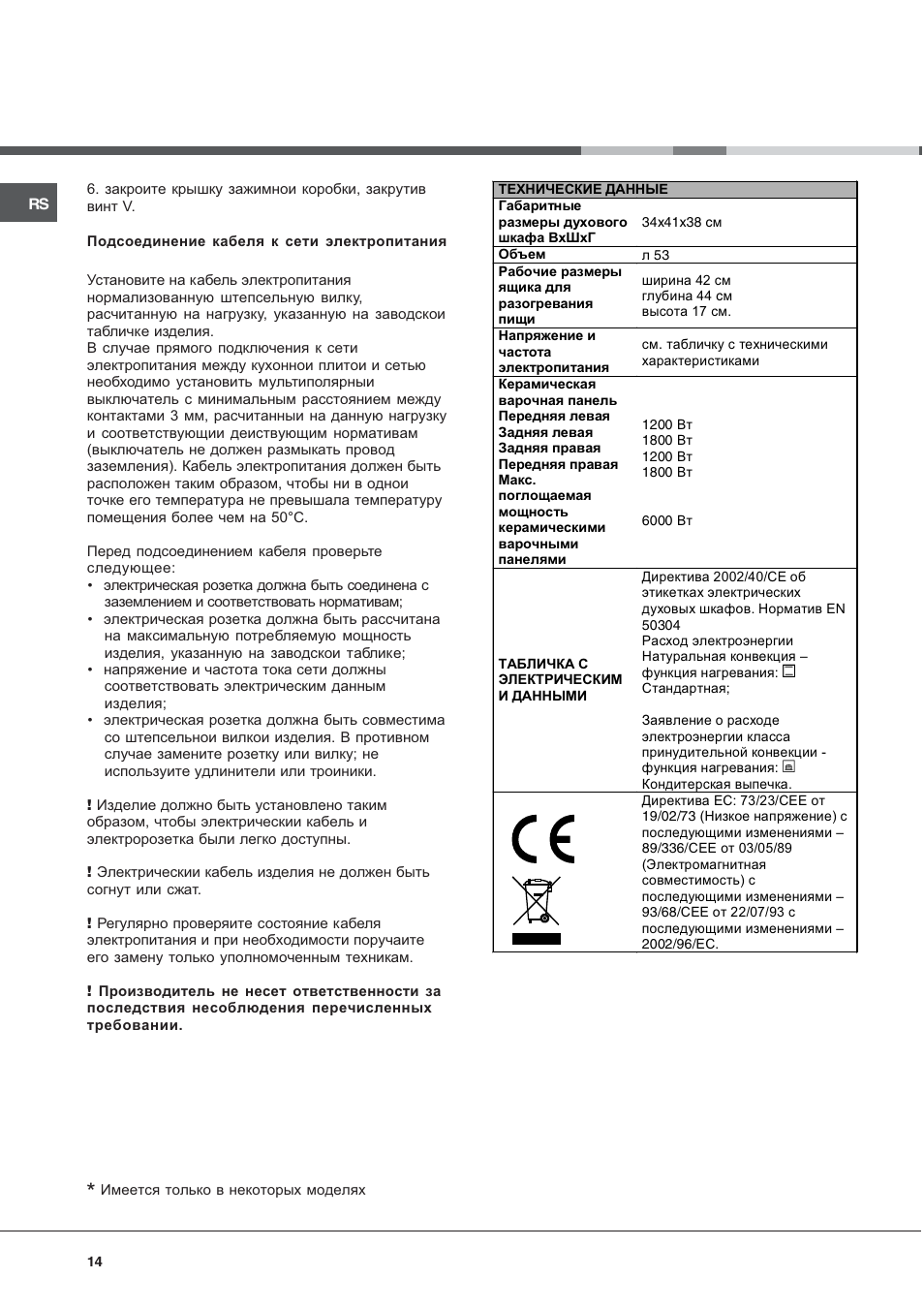 Hotpoint Ariston C 3 VP6 R/HA User Manual | Page 14 / 60