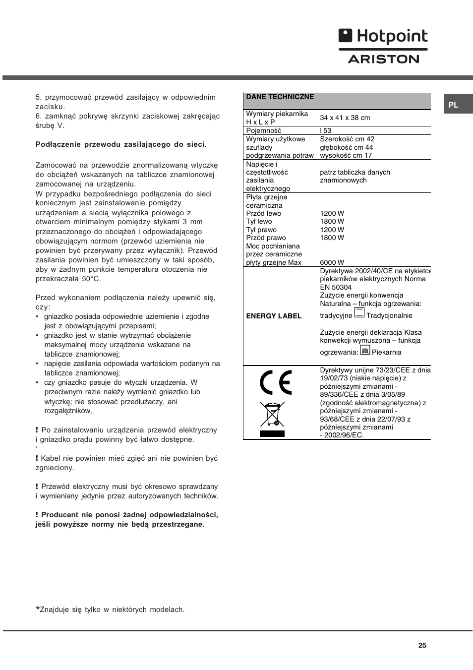 Hotpoint Ariston C 3 VP6 R/HA User Manual | Page 25 / 60