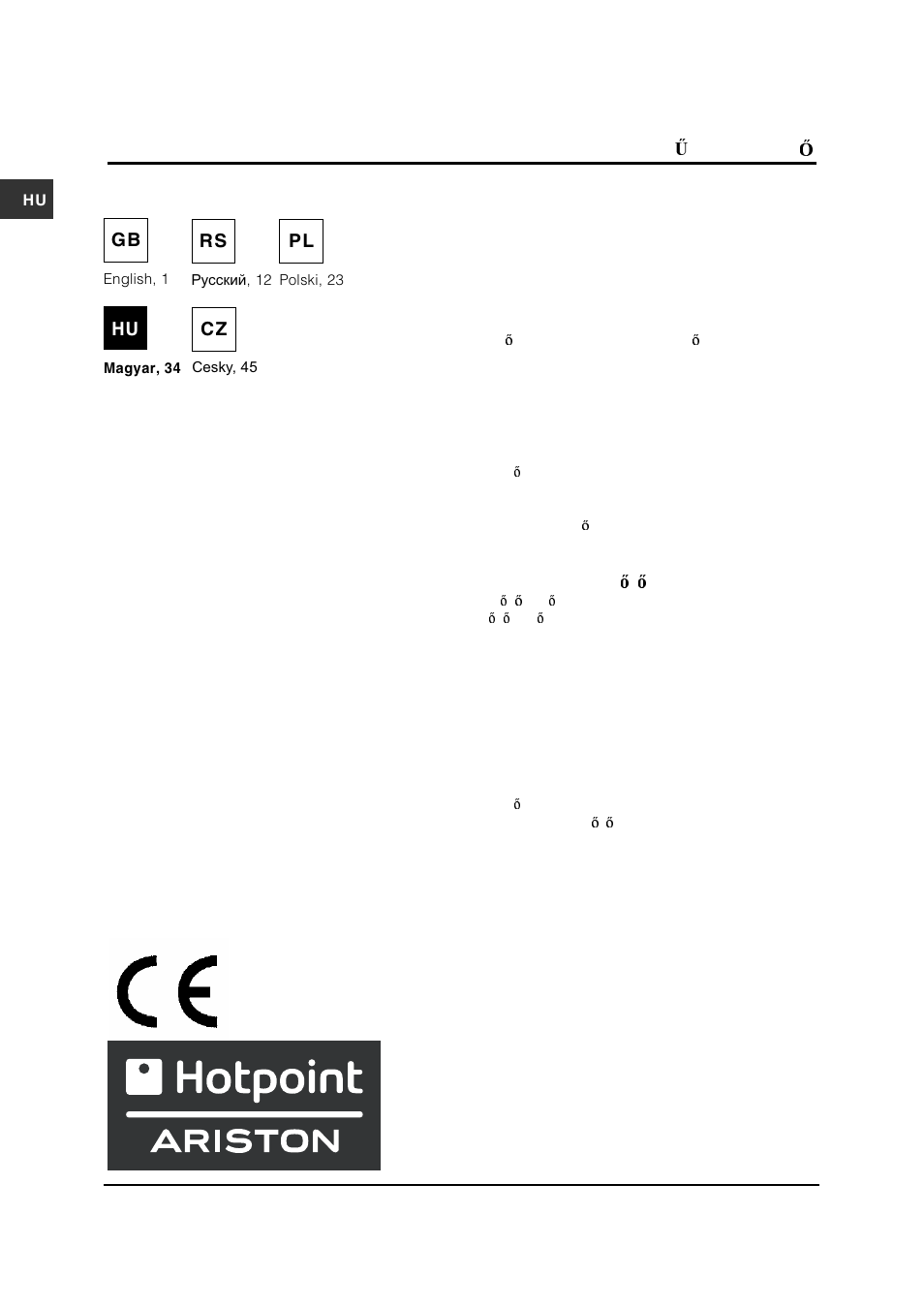 Használati útmutató, C3vp6r /ha | Hotpoint Ariston C 3 VP6 R/HA User Manual | Page 34 / 60