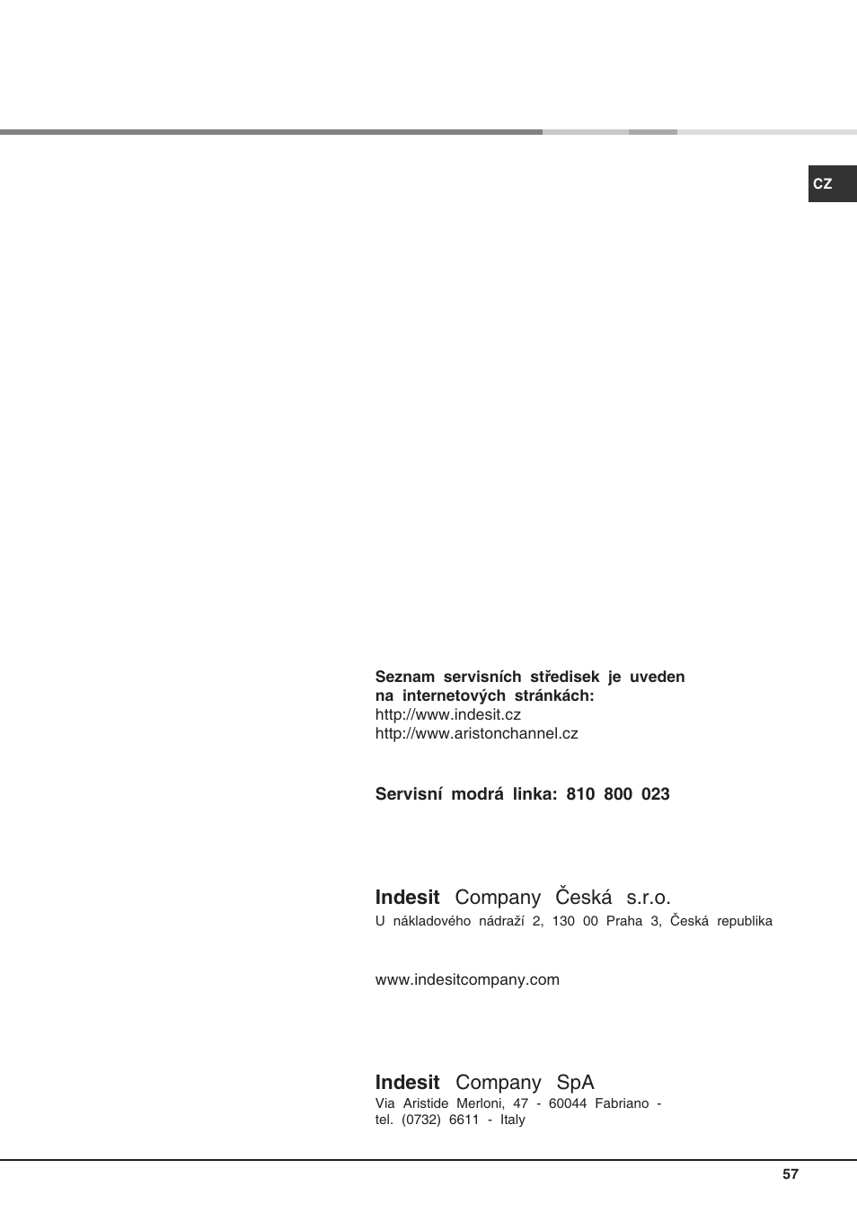 Hotpoint Ariston C 3 VP6 R/HA User Manual | Page 57 / 60