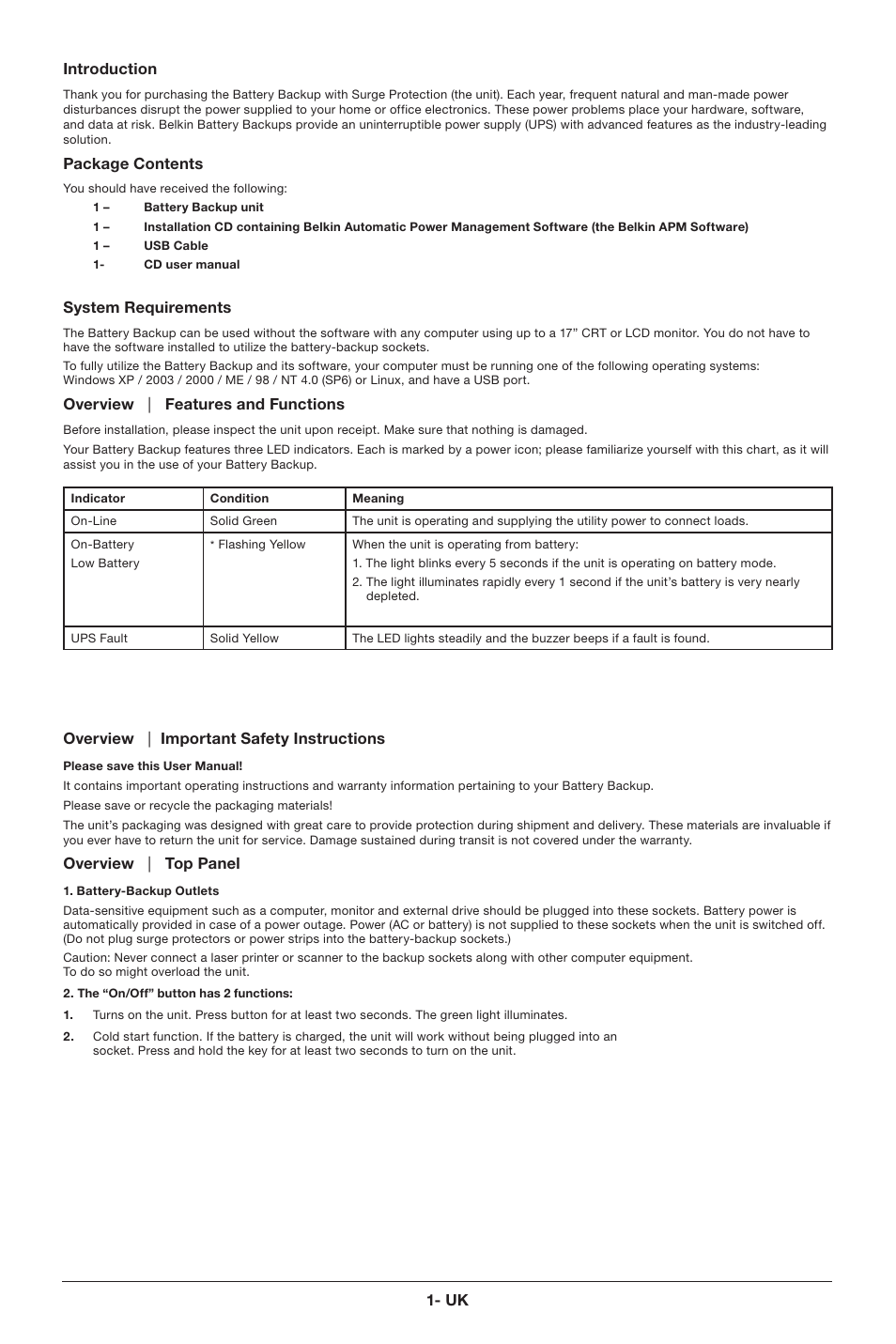 Belkin Battery Backup With Surge Protection F6H600ukUSB User Manual | Page 2 / 6