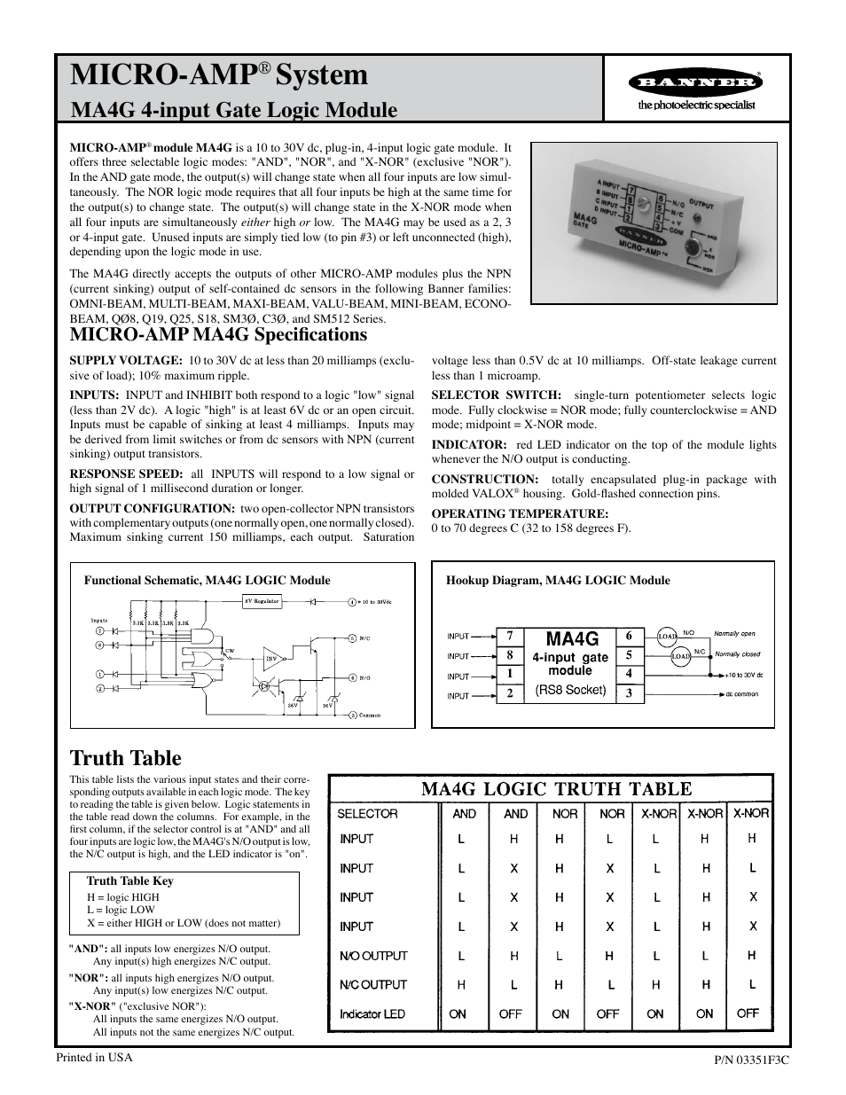 Banner MICRO-AMP Series User Manual | 2 pages