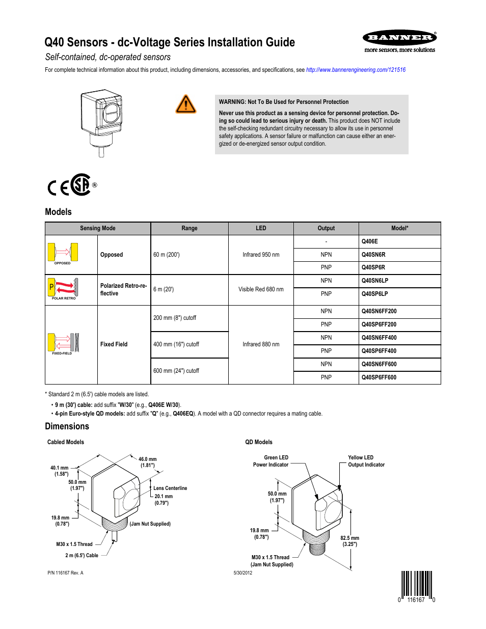Banner Q40 Series User Manual | 4 pages