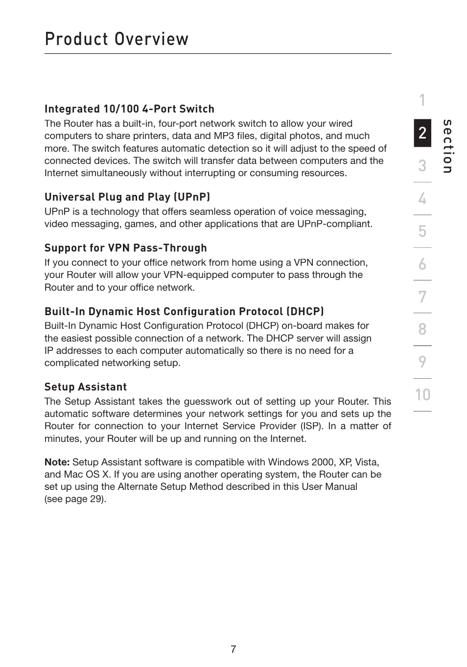 Product overview | Belkin Wireless G Plus MIMO Router F5D9230-4 User Manual | Page 11 / 120
