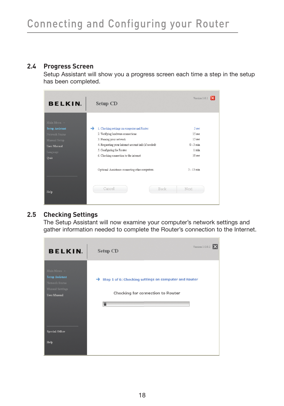 Connecting and configuring your router | Belkin Wireless G Plus MIMO Router F5D9230-4 User Manual | Page 22 / 120