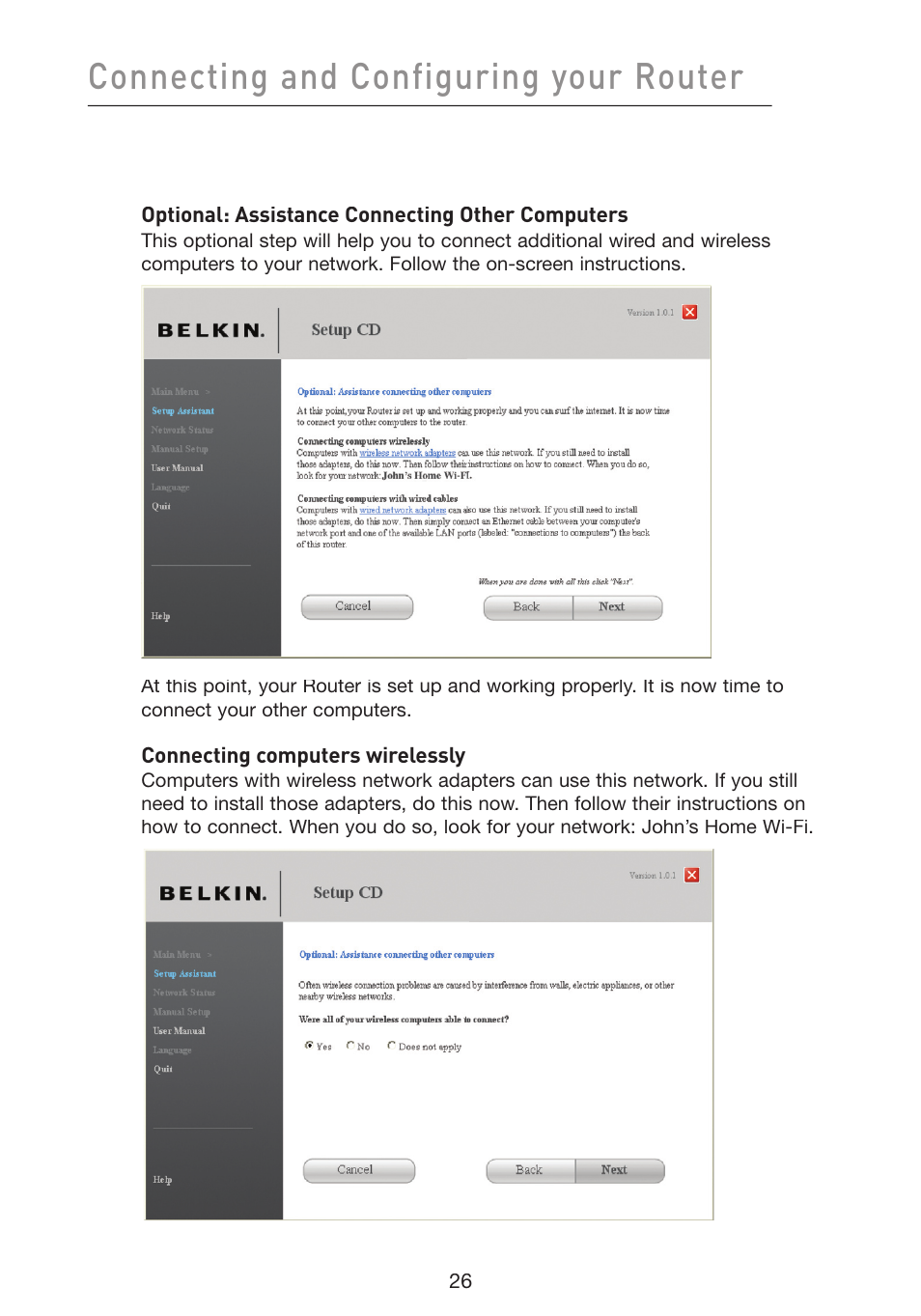 Connecting and configuring your router | Belkin Wireless G Plus MIMO Router F5D9230-4 User Manual | Page 30 / 120