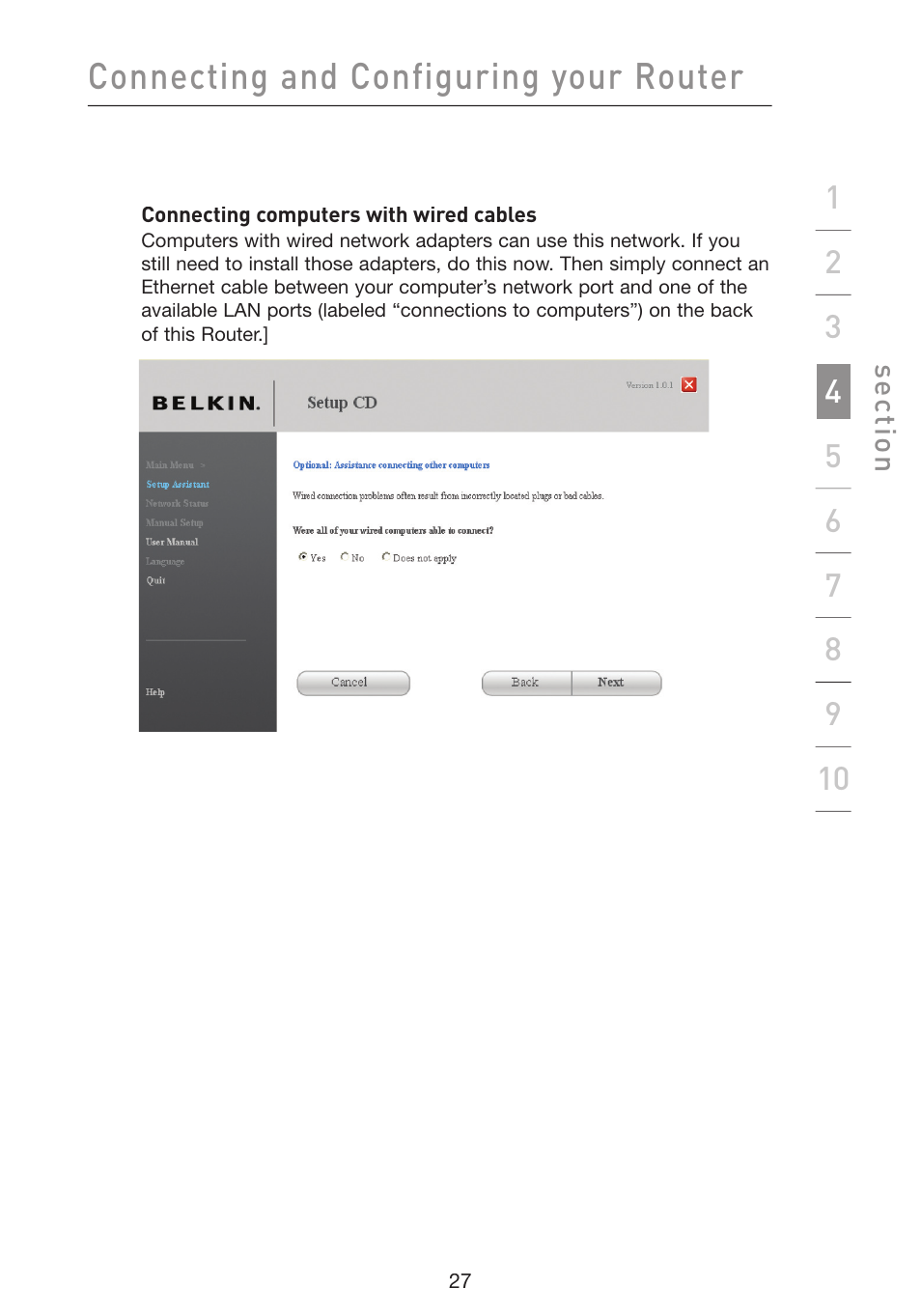 Connecting and configuring your router | Belkin Wireless G Plus MIMO Router F5D9230-4 User Manual | Page 31 / 120