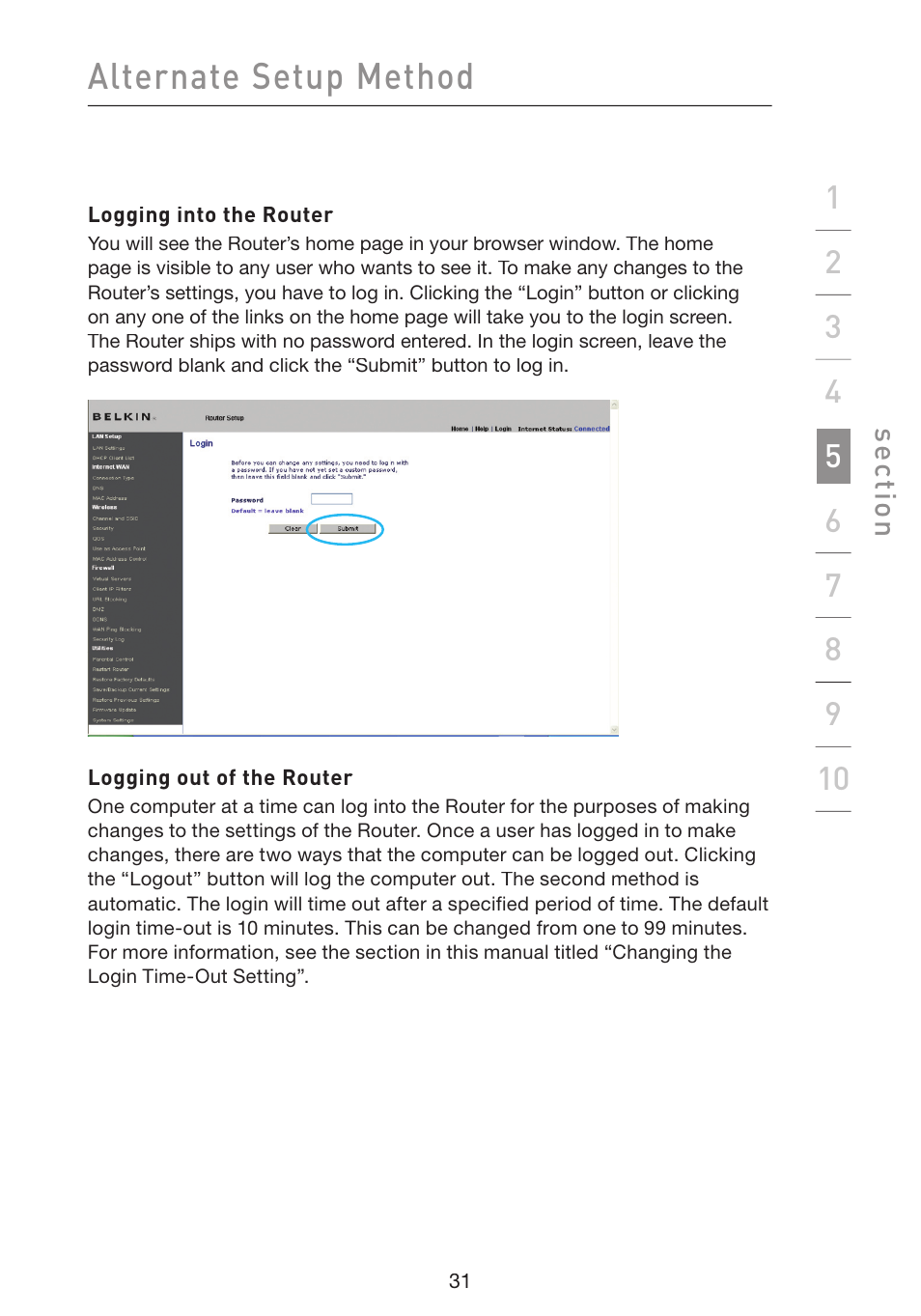 Alternate setup method | Belkin Wireless G Plus MIMO Router F5D9230-4 User Manual | Page 35 / 120