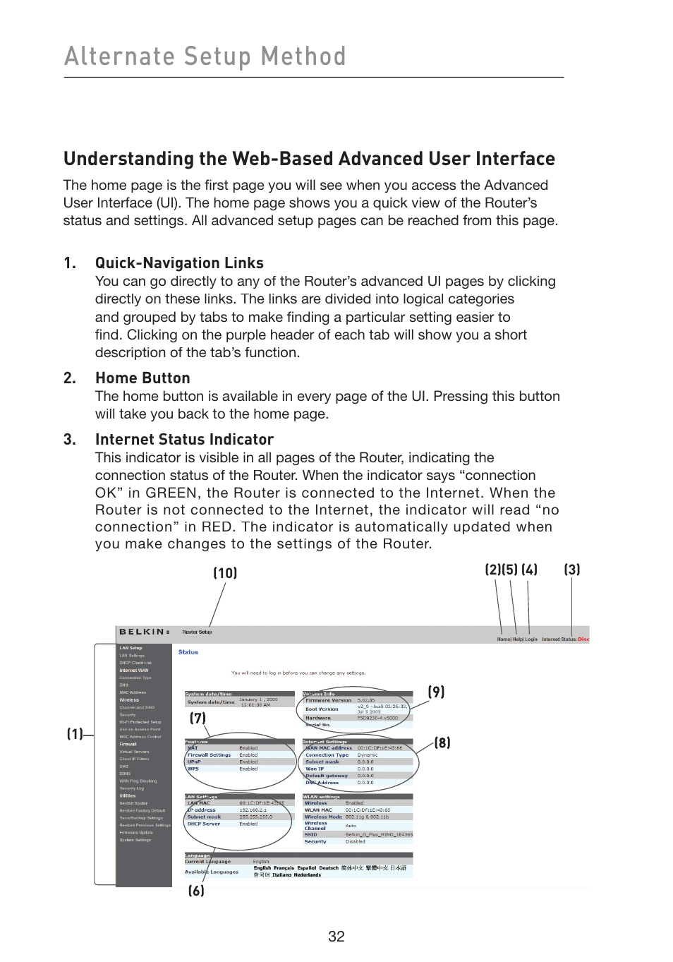 Alternate setup method | Belkin Wireless G Plus MIMO Router F5D9230-4 User Manual | Page 36 / 120