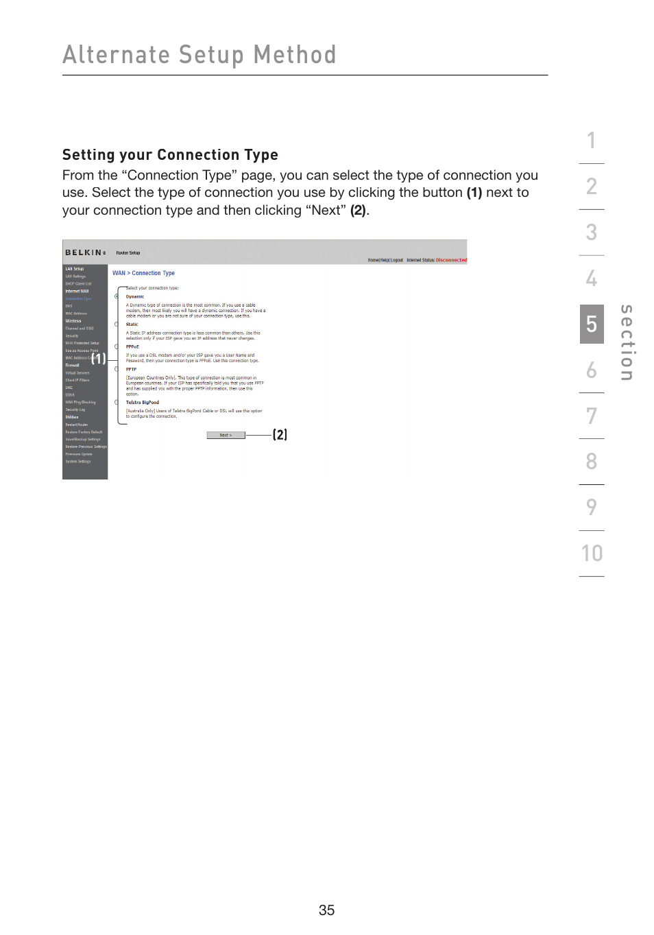 Alternate setup method | Belkin Wireless G Plus MIMO Router F5D9230-4 User Manual | Page 39 / 120