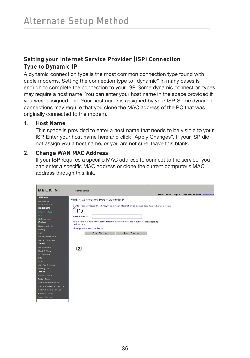 Alternate setup method | Belkin Wireless G Plus MIMO Router F5D9230-4 User Manual | Page 40 / 120