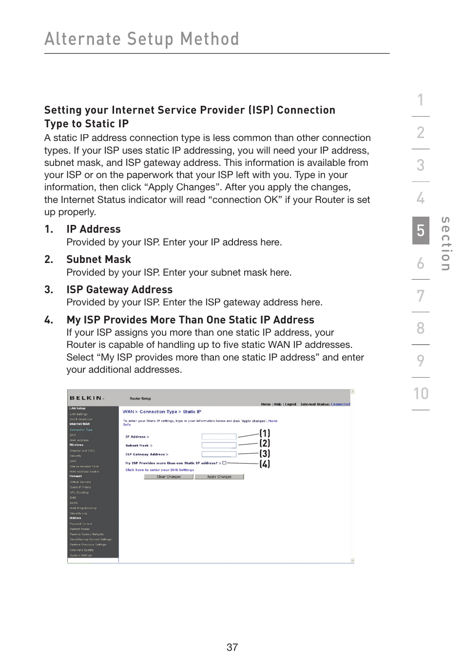 Alternate setup method | Belkin Wireless G Plus MIMO Router F5D9230-4 User Manual | Page 41 / 120