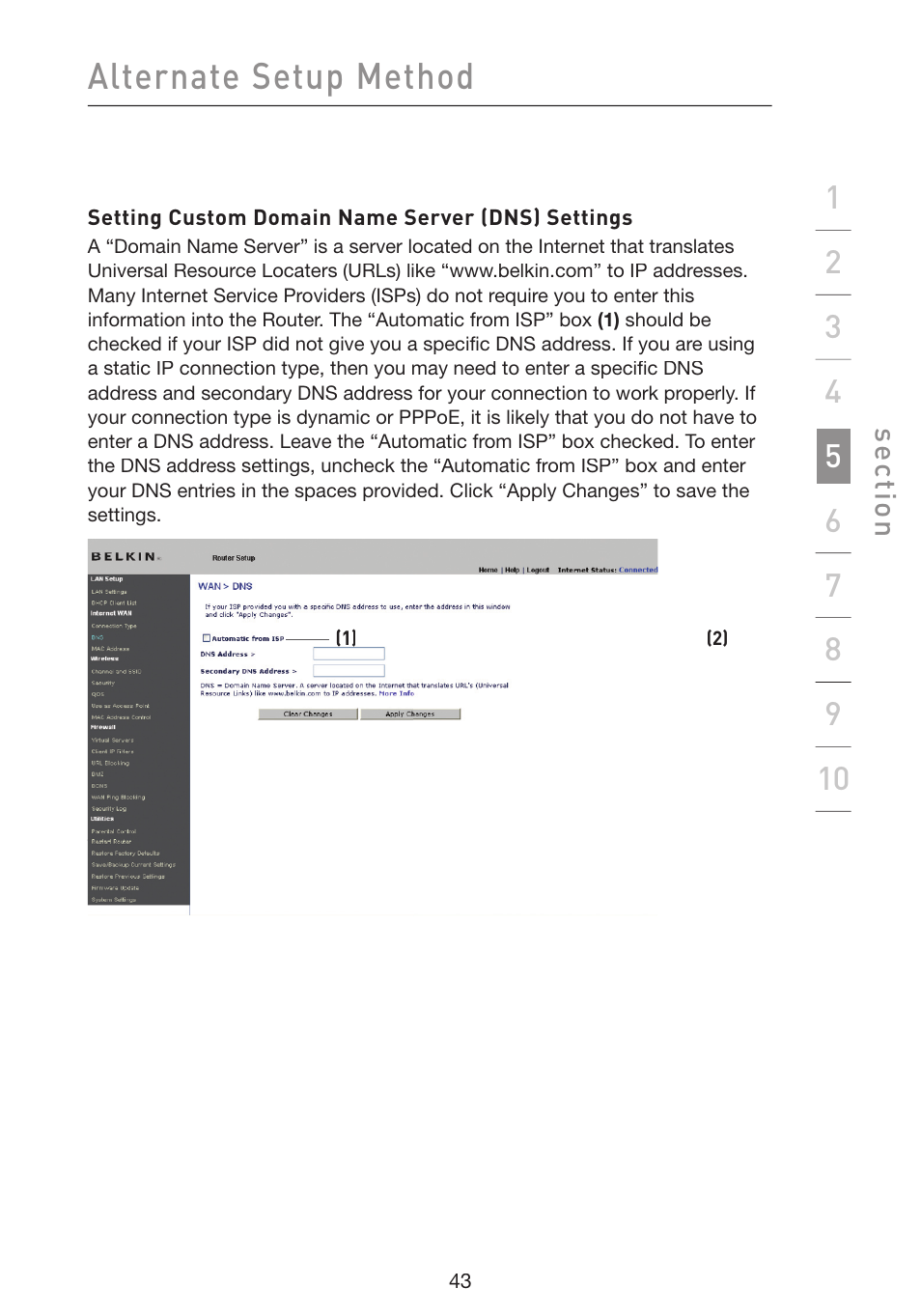 Alternate setup method | Belkin Wireless G Plus MIMO Router F5D9230-4 User Manual | Page 47 / 120
