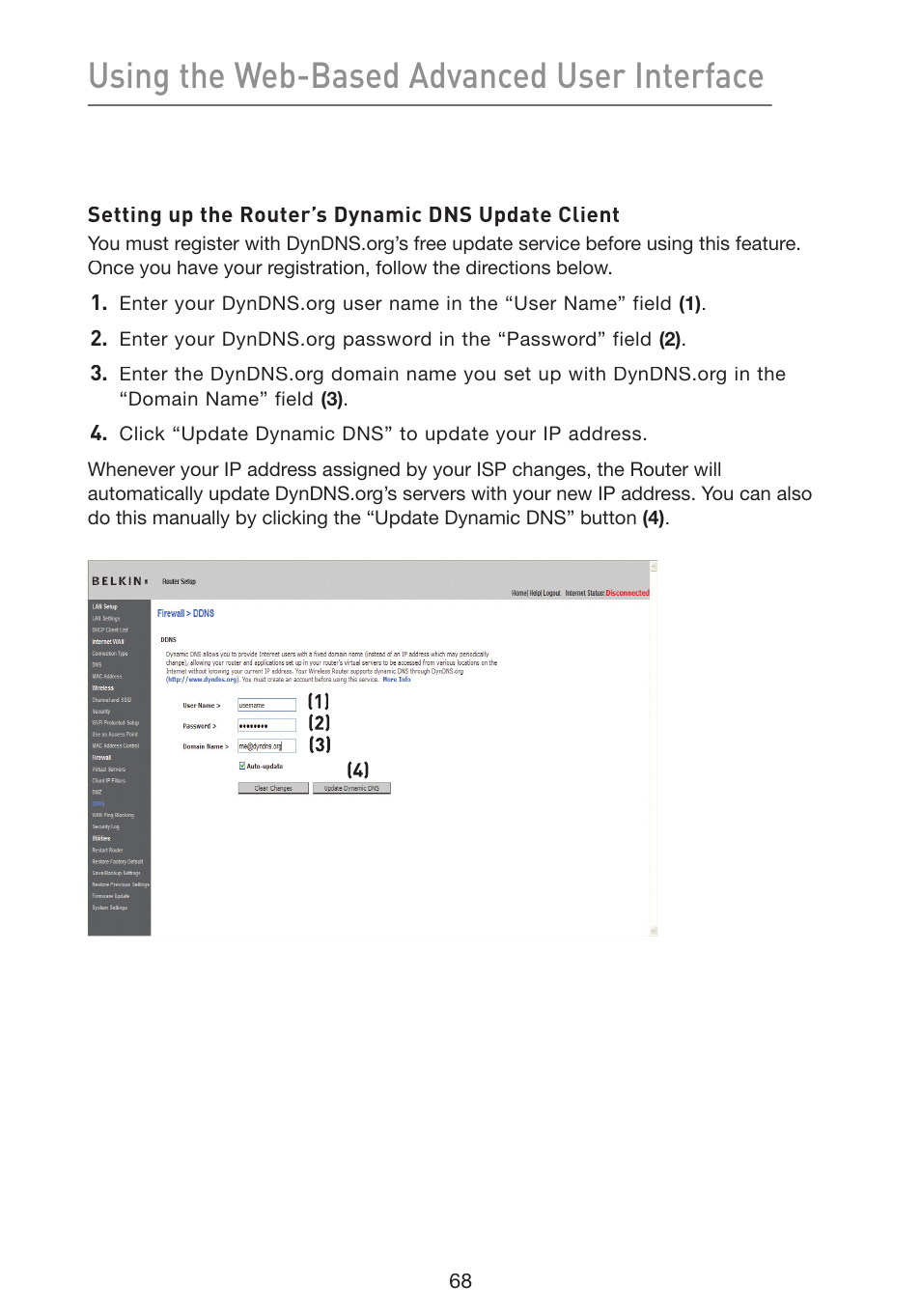 Using the web-based advanced user interface | Belkin Wireless G Plus MIMO Router F5D9230-4 User Manual | Page 72 / 120
