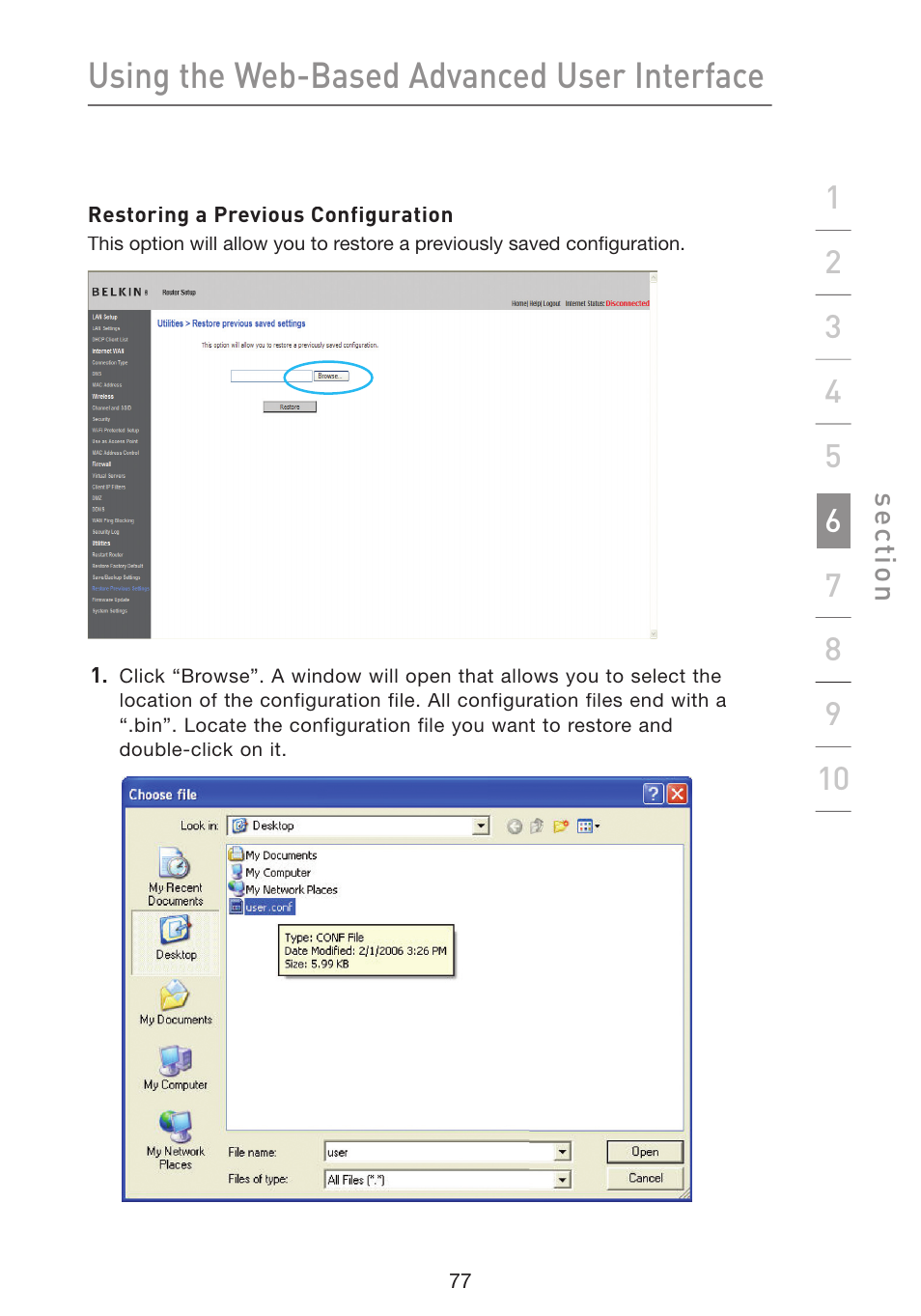 Using the web-based advanced user interface | Belkin Wireless G Plus MIMO Router F5D9230-4 User Manual | Page 81 / 120