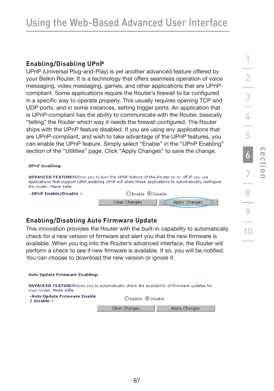 Using the web-based advanced user interface | Belkin Wireless G Plus MIMO Router F5D9230-4 User Manual | Page 91 / 120