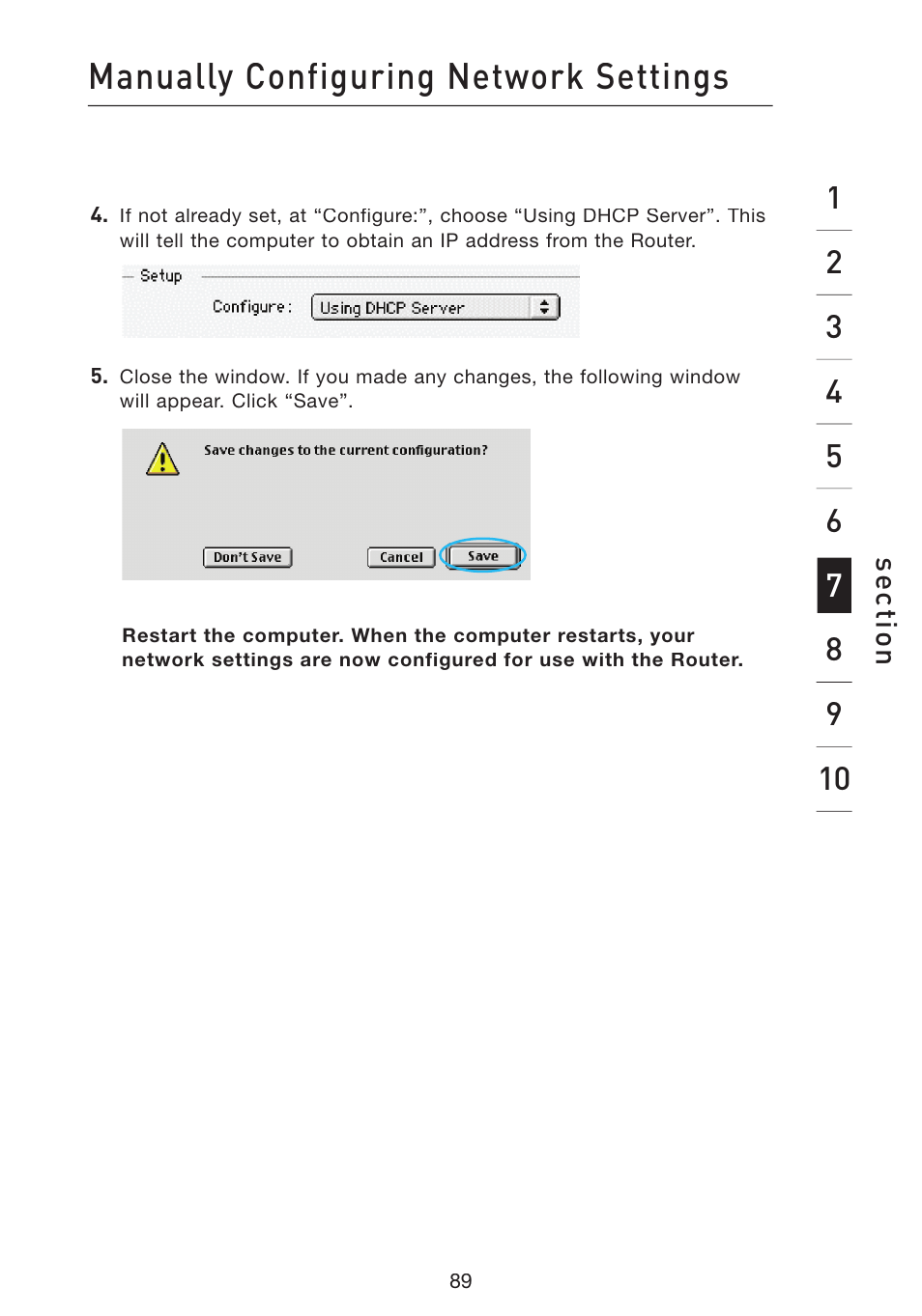 Manually configuring network settings | Belkin Wireless G Plus MIMO Router F5D9230-4 User Manual | Page 93 / 120