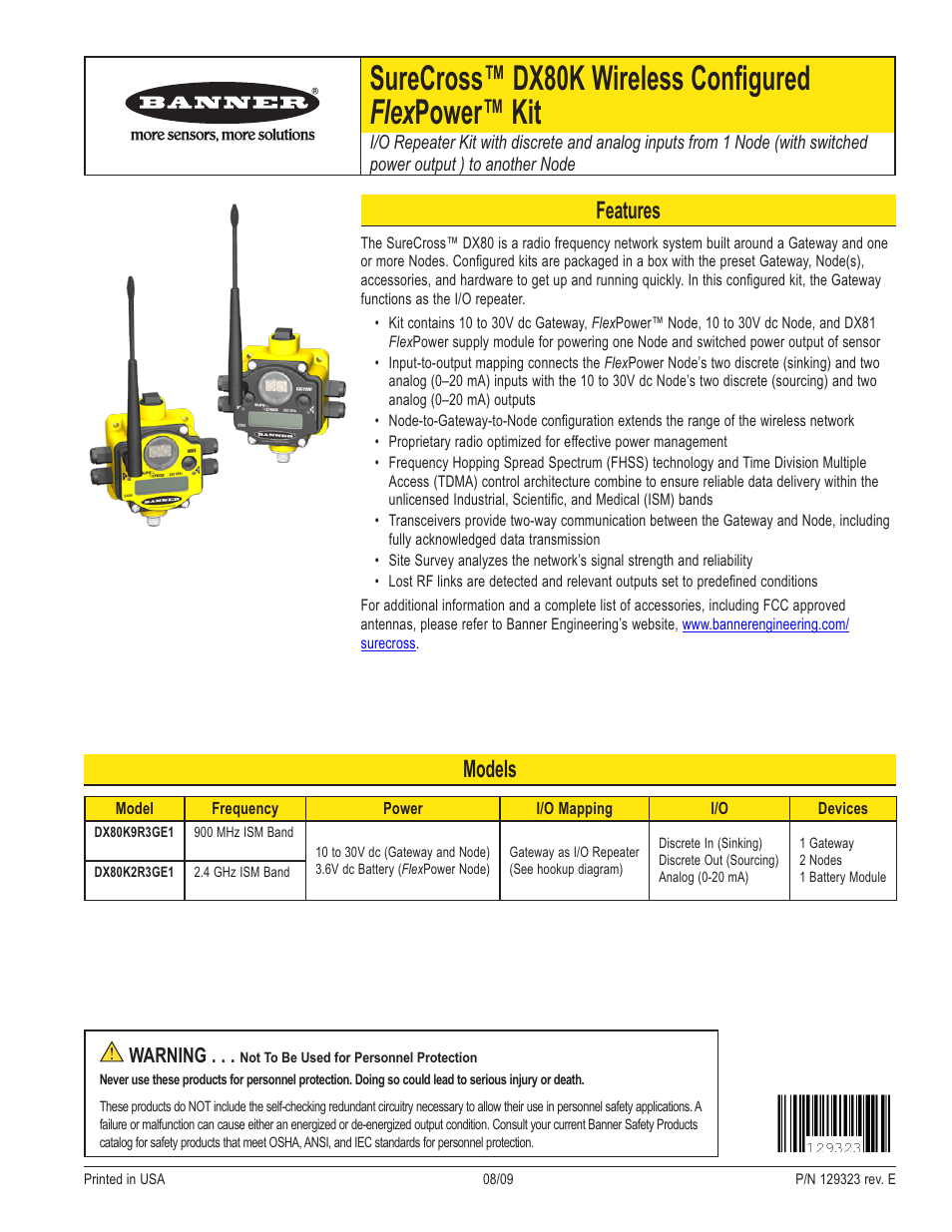 Banner SureCross DX80 Wireless Networks User Manual | 8 pages