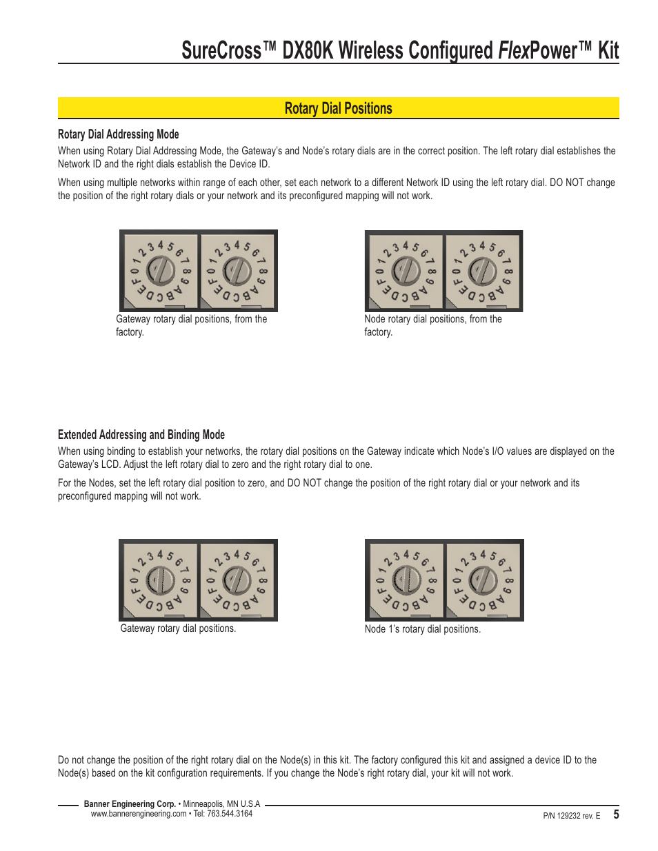 Rotary dial positions | Banner SureCross DX80 Wireless Networks User Manual | Page 5 / 8