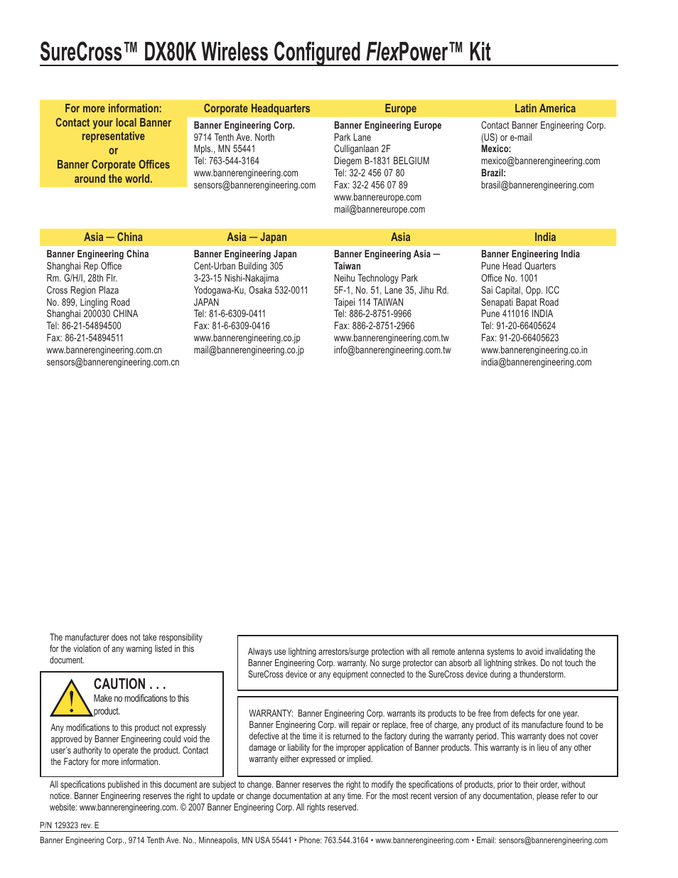 Caution | Banner SureCross DX80 Wireless Networks User Manual | Page 8 / 8