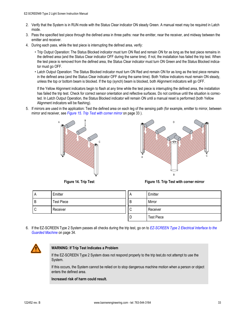 Banner EZ-SCREEN­ Safety Light Curtain Systems User Manual | Page 33 / 71