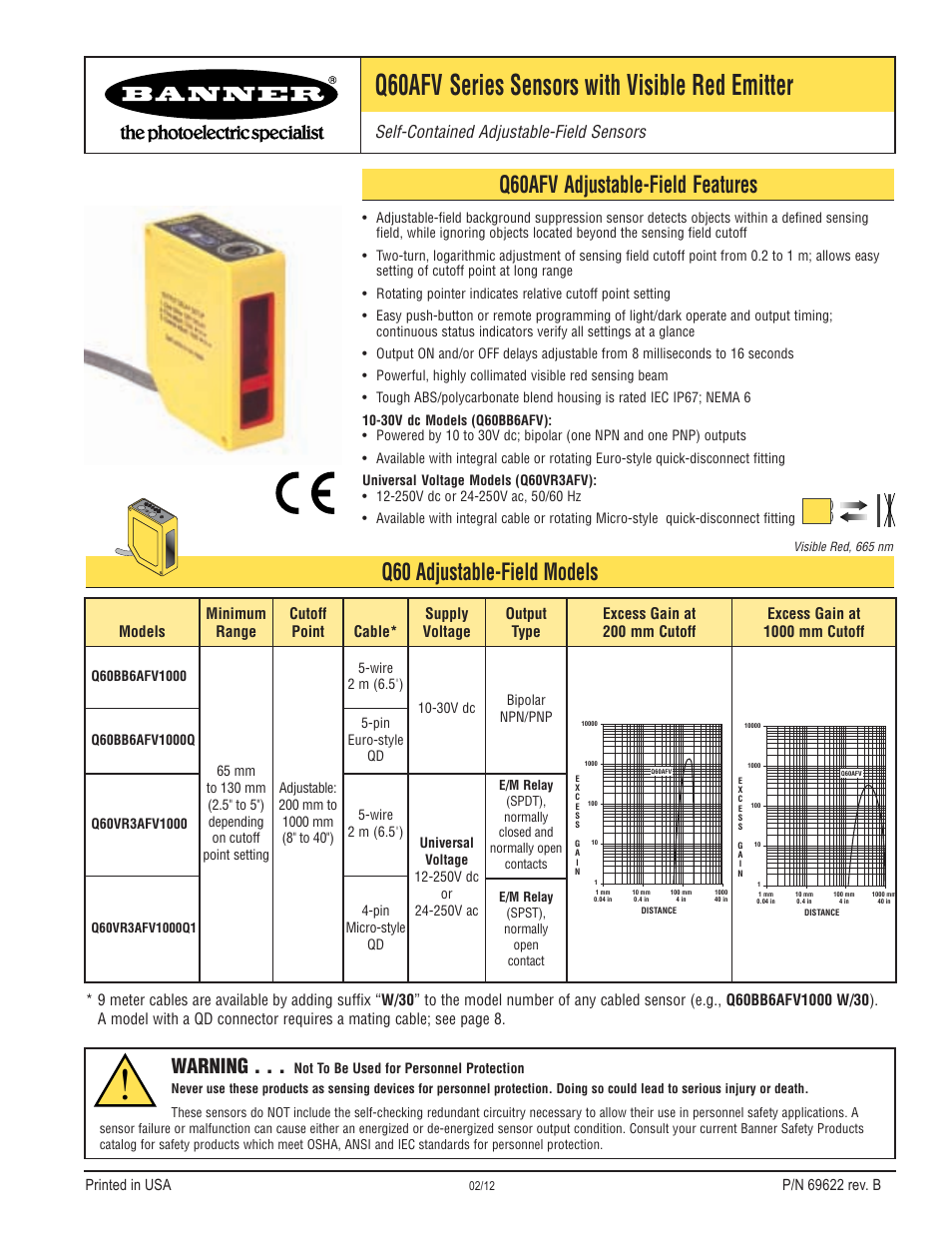 Banner Q60 Background Suppression Series User Manual | 8 pages