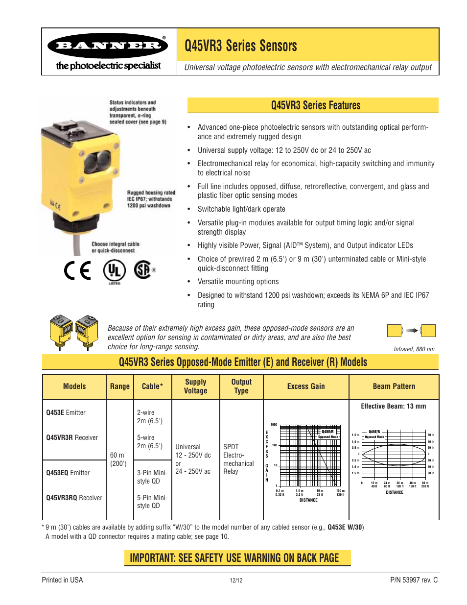 Banner Q45 Series User Manual | 12 pages