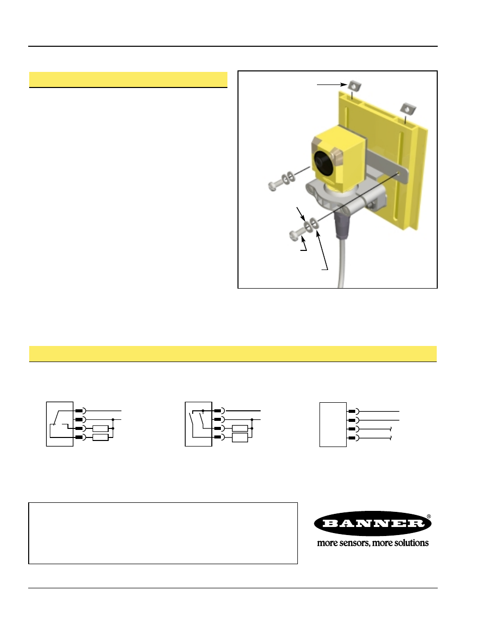 Over-height detection kit, For bmhe series heated enclosures, Assembly directions | Hookups | Banner A-GAGE MINI-ARRAY Series User Manual | Page 2 / 2