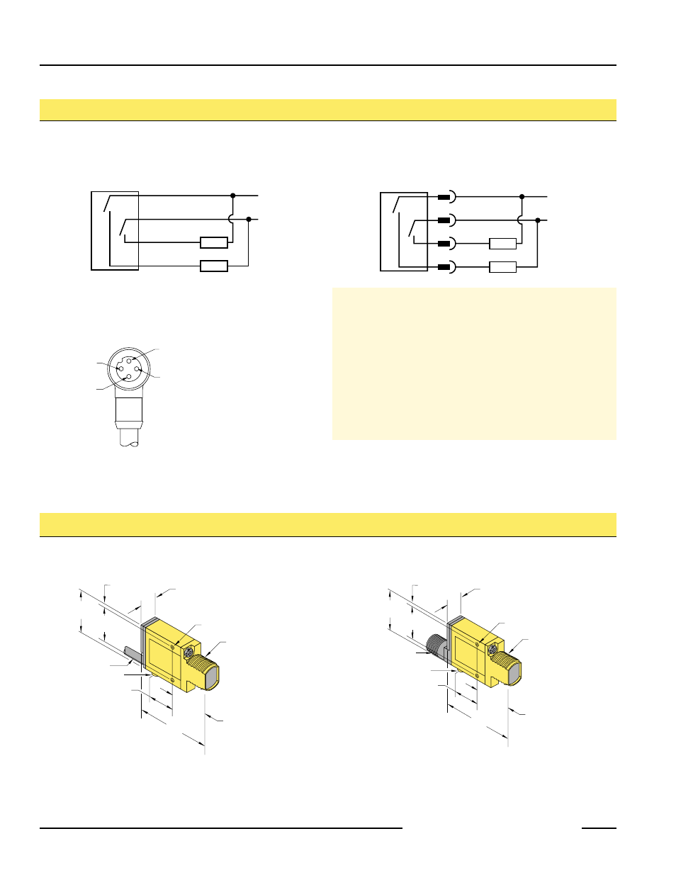 Mini-beam, Sensors, Mini-beam dc hookup diagrams | Quick disconnect (qd) option, Pin euro-style pin-out, Cable connector shown) | Banner MINI-BEAM Series User Manual | Page 4 / 8