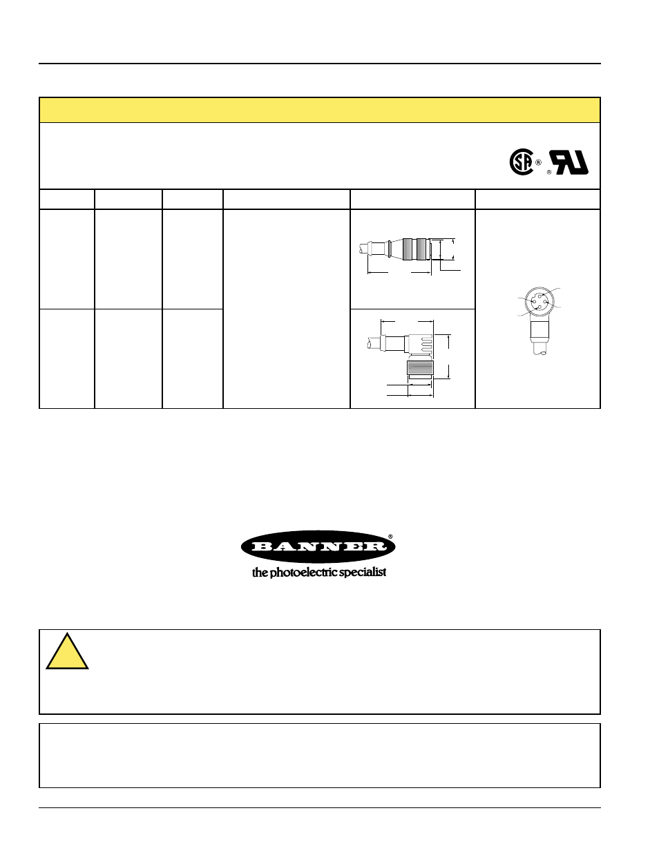 Mini-beam, Sensors, Warning | Banner MINI-BEAM Series User Manual | Page 8 / 8
