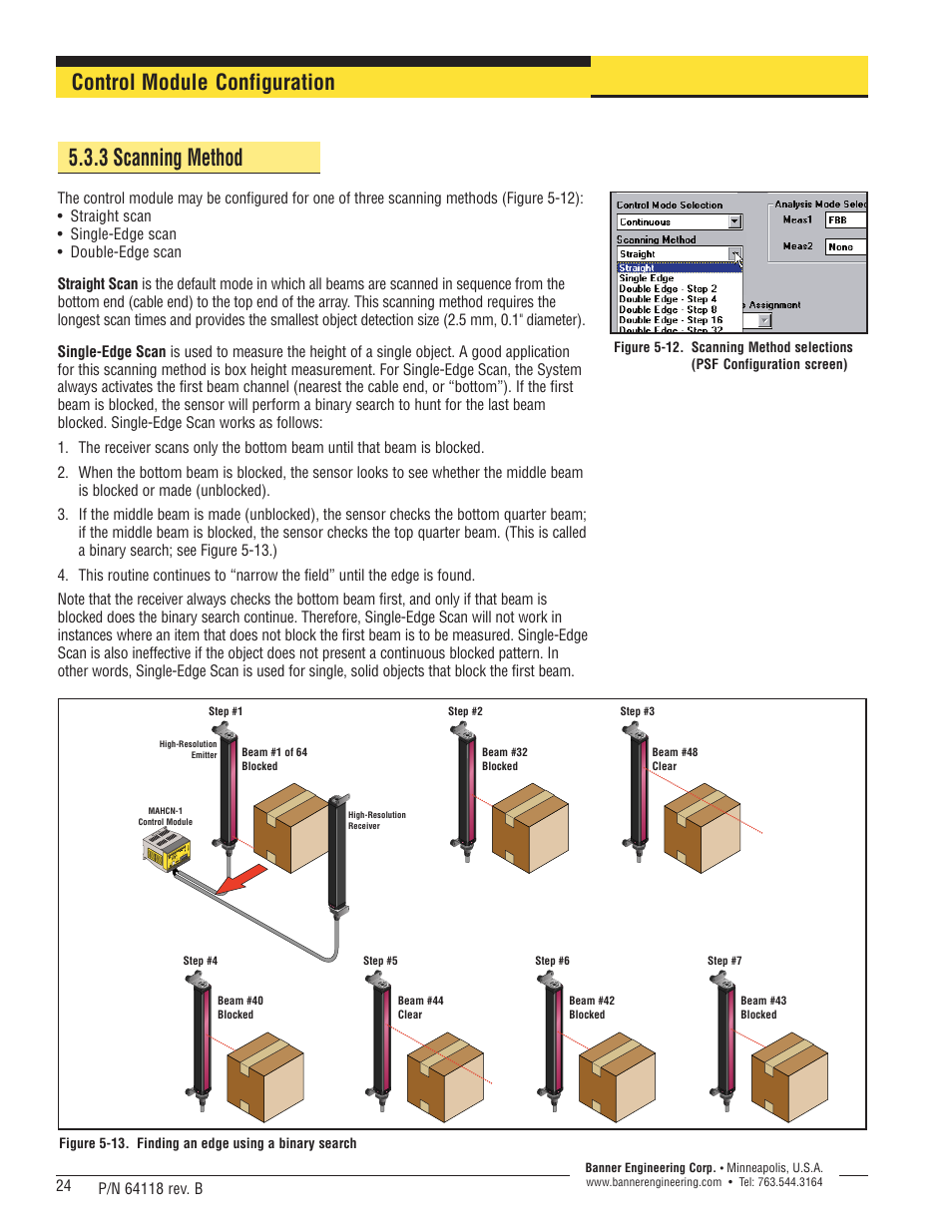 3 scanning method, Control module configuration | Banner A-GAGE High-Resolution MINI-ARRAY Series User Manual | Page 24 / 40