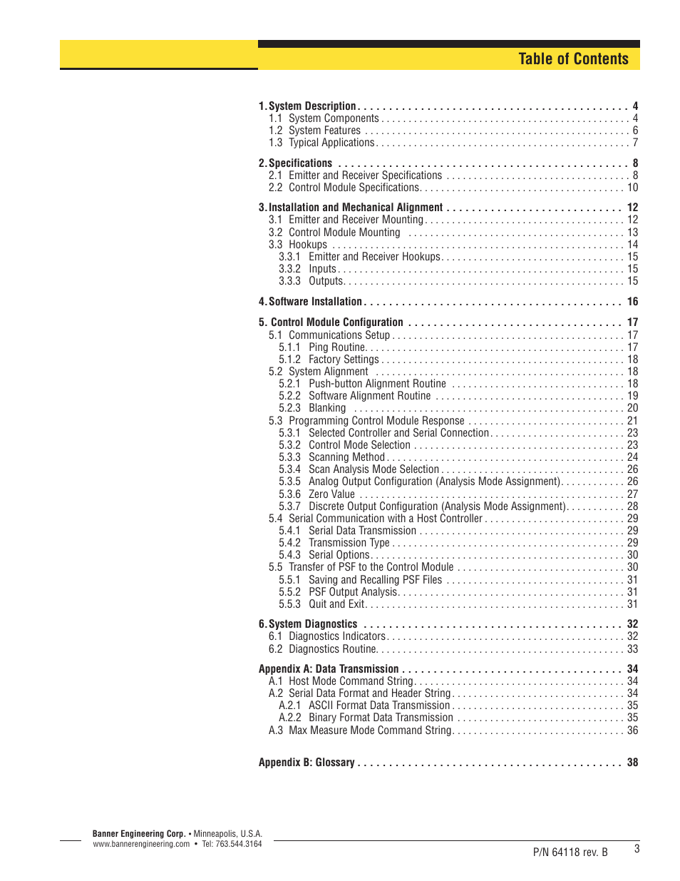 Banner A-GAGE High-Resolution MINI-ARRAY Series User Manual | Page 3 / 40