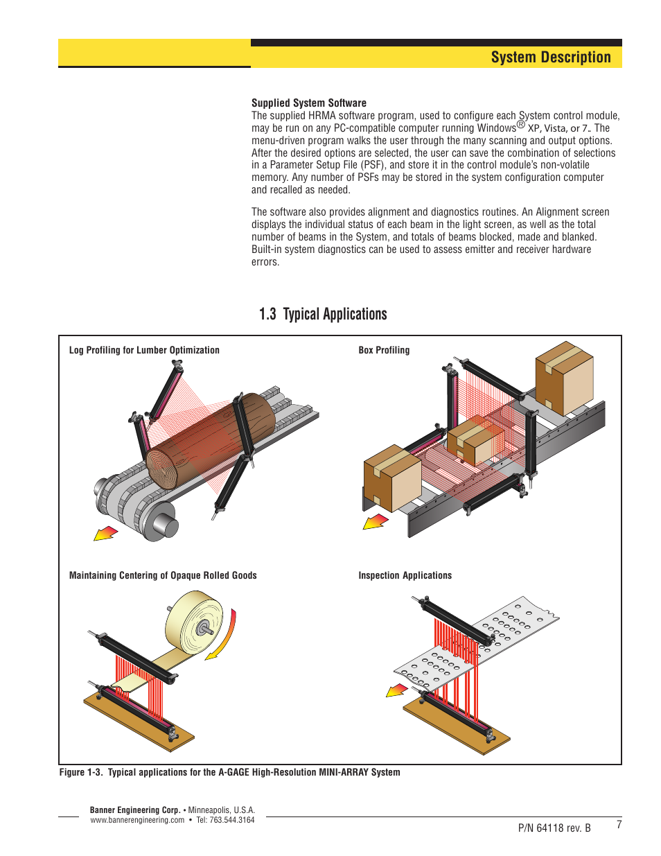 3 typical applications, System description | Banner A-GAGE High-Resolution MINI-ARRAY Series User Manual | Page 7 / 40