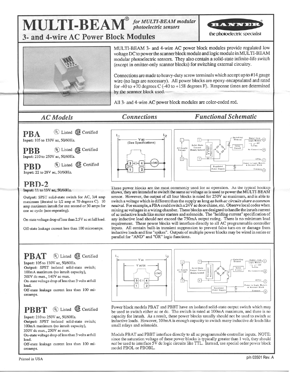 Banner MULTI-BEAM Series User Manual | 5 pages