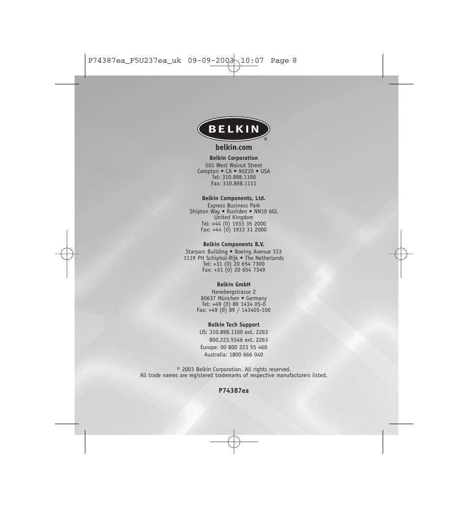 Belkin F5U237EA User Manual | Page 12 / 12