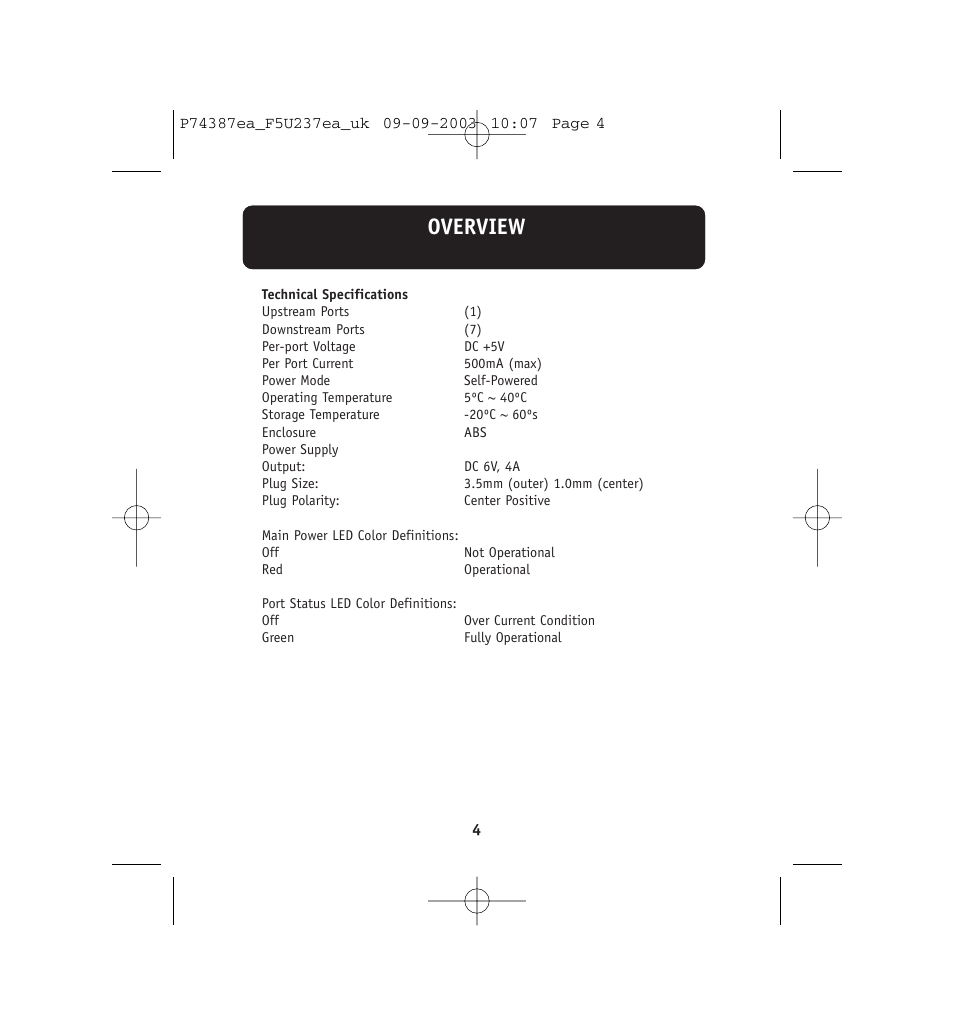 Overview | Belkin F5U237EA User Manual | Page 8 / 12