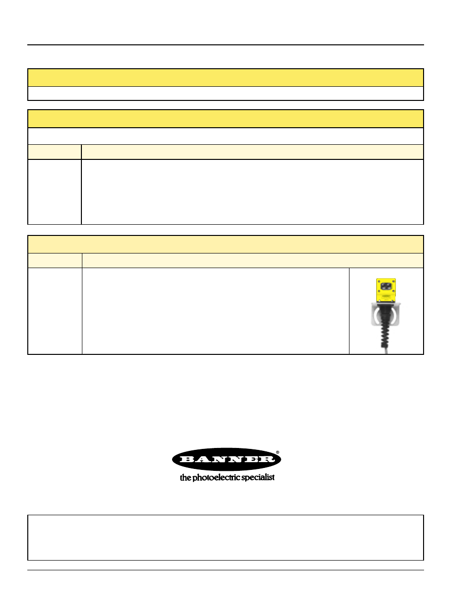 Omni-beam sensor heads, Replacement lenses, Retroreflective targets | Cable protector | Banner OMNI-BEAM Series User Manual | Page 12 / 12