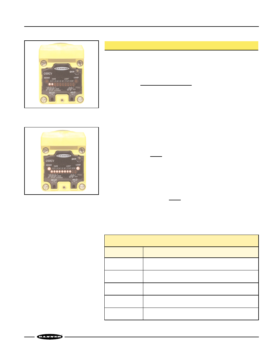 Omni-beam sensor heads, Measuring sensing contrast, Contrast values and corresponding guidelines | Banner OMNI-BEAM Series User Manual | Page 7 / 12