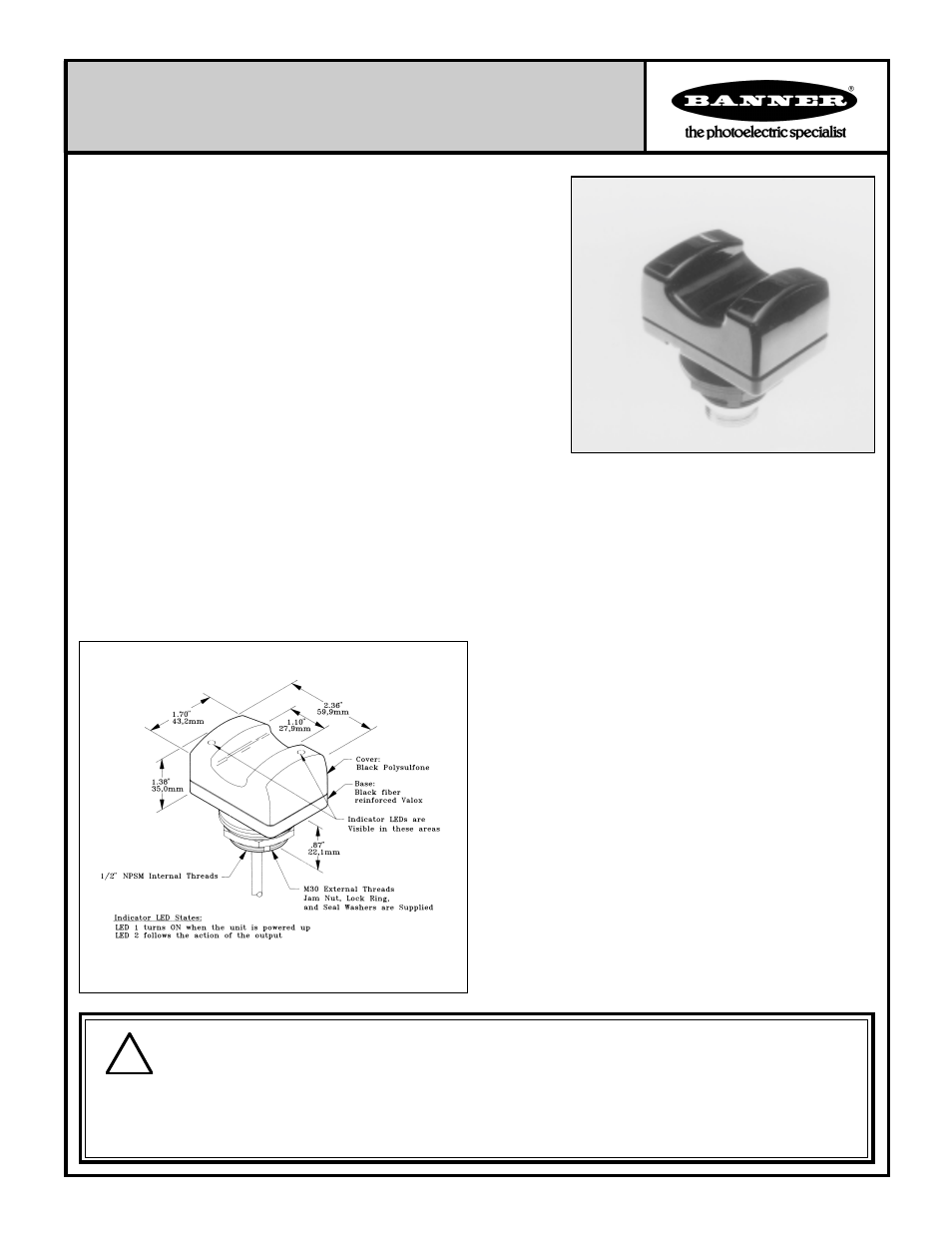 Banner LTB OPTO-TOUCH Optical Touch Buttons User Manual | 2 pages