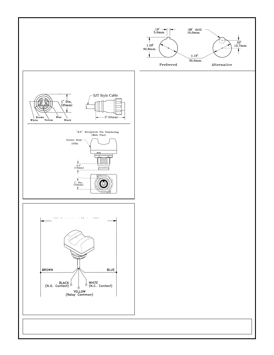 Opto-touch otb, 20 to 30v ac or dc hookup information, Standard models with polysulfone cover | Special-order models with lexan, Cover | Banner LTB OPTO-TOUCH Optical Touch Buttons User Manual | Page 2 / 2