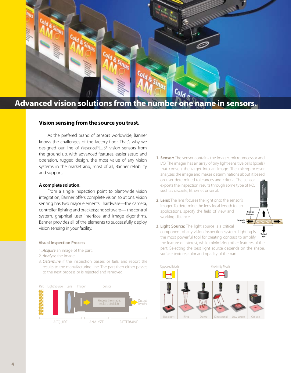 Presense plus vision sensing, Vision sensing from the source you trust | Banner PresencePLUS PPM8 LCD Color Monitor User Manual | Page 4 / 48