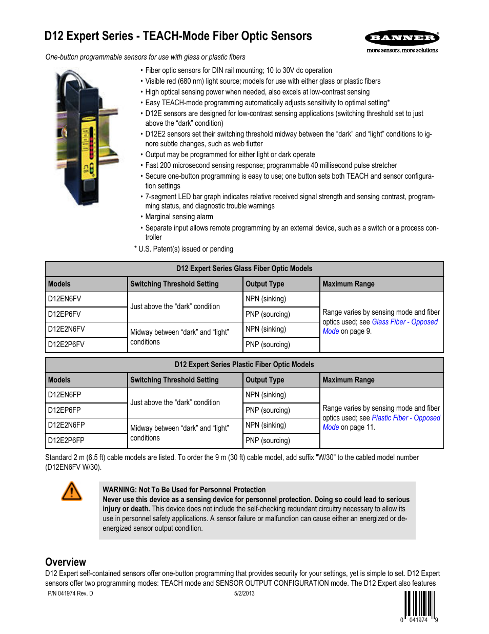Banner D12 Series User Manual | 12 pages