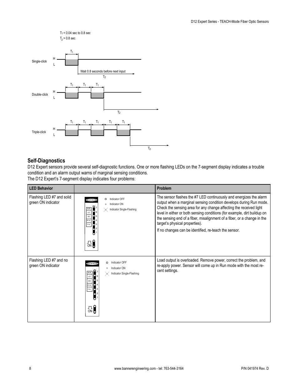 Self-diagnostics | Banner D12 Series User Manual | Page 8 / 12