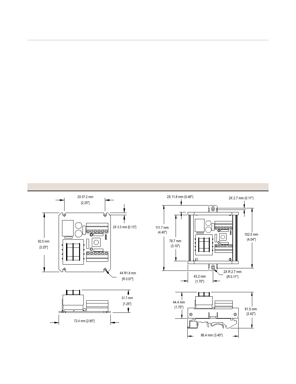 Specifications, Dimensions | Banner PS115-1 Sensor Interface Power Supplies User Manual | Page 3 / 4